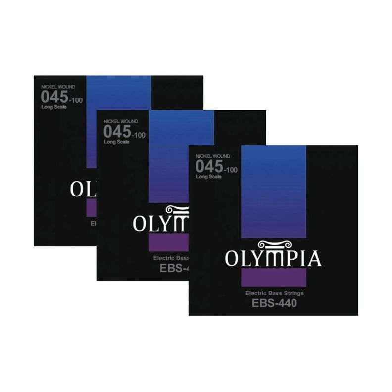 Pack 3 Set De Bajo 4 Cuerdas Olympia Ebs-440-0