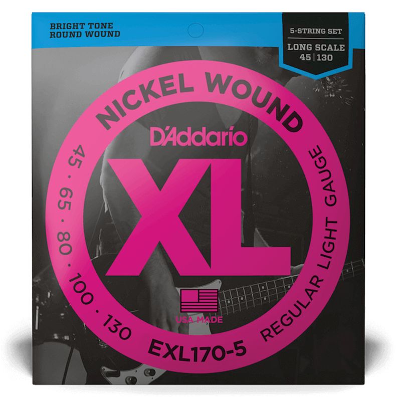 Set de cuerdas Bajo XL 45-107 Long 5Str EXL170-5 Daddario-1