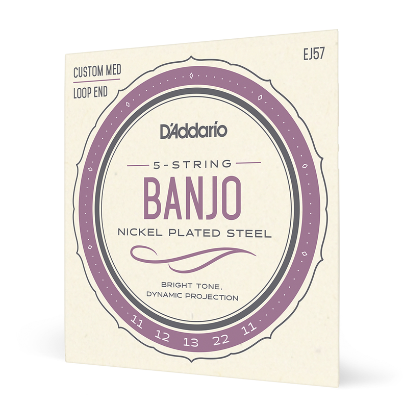 Set de cuerdas Banjo Nickel Custom EJ57 Med Daddario Plateado Metalico
