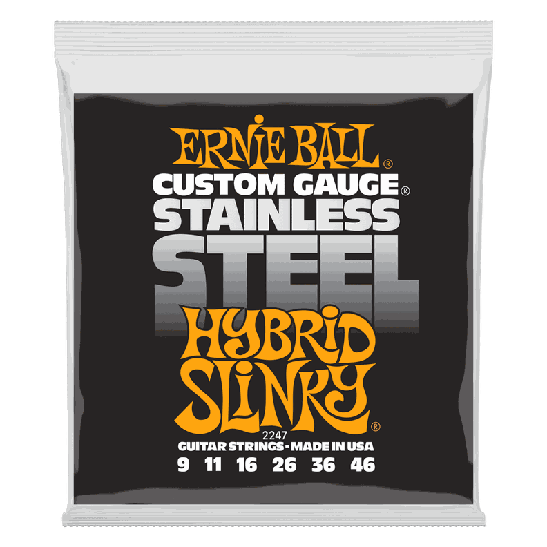 Set de cuerdas Ernie Ball Hybrid Slinky Inoxidable 9 46 Plateado Metalico