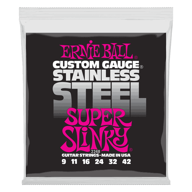 SET DE CUERDAS ERNIE  BALL SUPER SLINKY INOXIDABLE 9 – 42-0