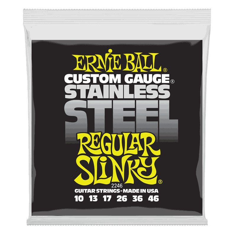 Set de cuerdas Ernie Ball Regular Slinky Inoxidable 10 46 Plateado Metalico