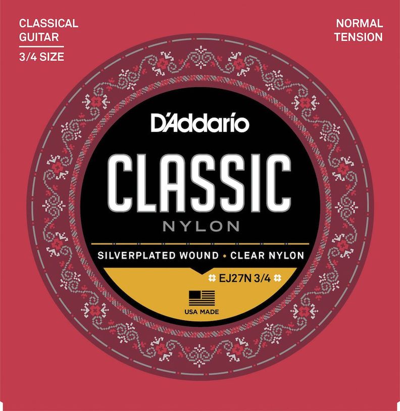 Set De Cuerdas Nylon Clasica3/4 N.Tension Ej27N 3/4 Daddario Transparente