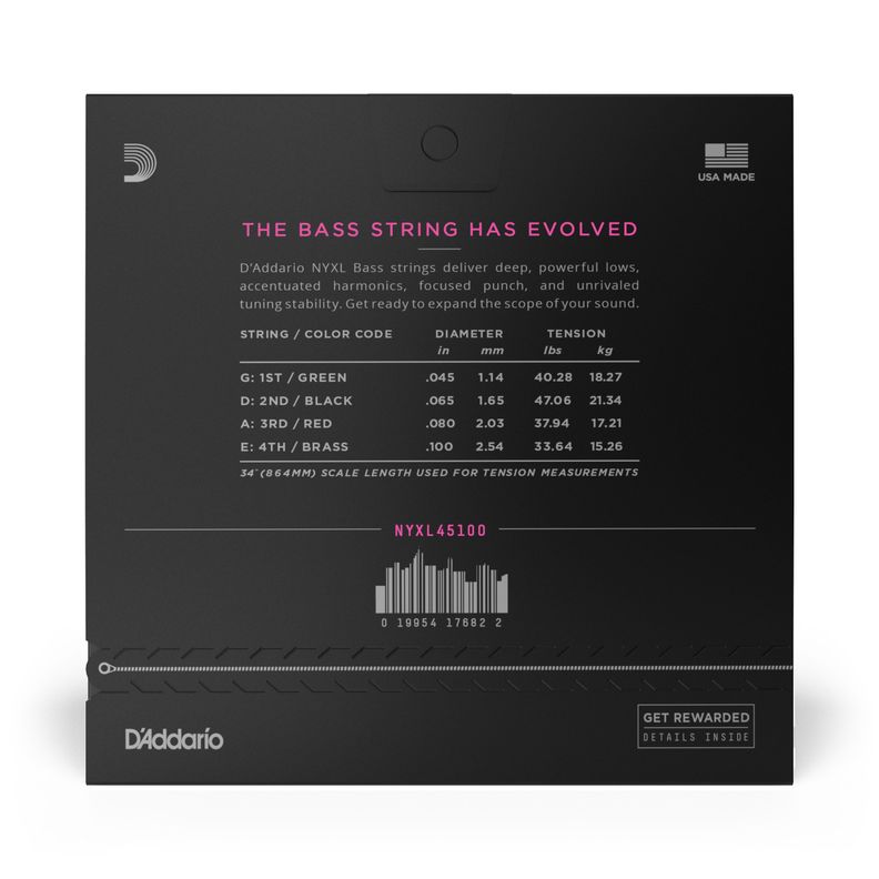 Set de cuerdas Bajo Nyxl 45-100 Long NYXL45100 Daddario-2
