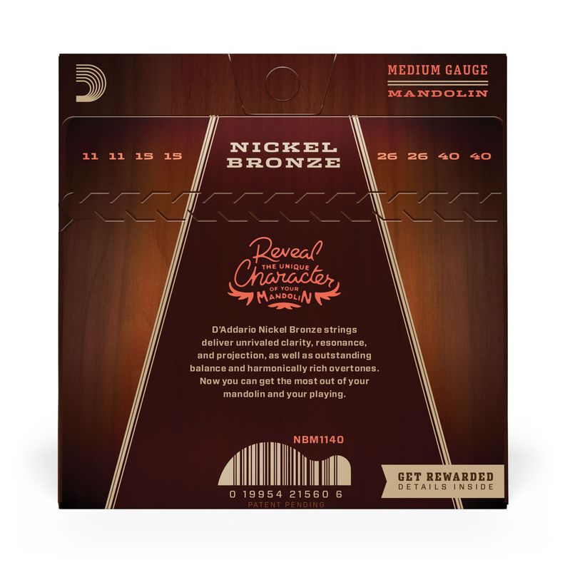 Set de cuerdas Mandolín Bronze Med NBM1140 Daddario-2
