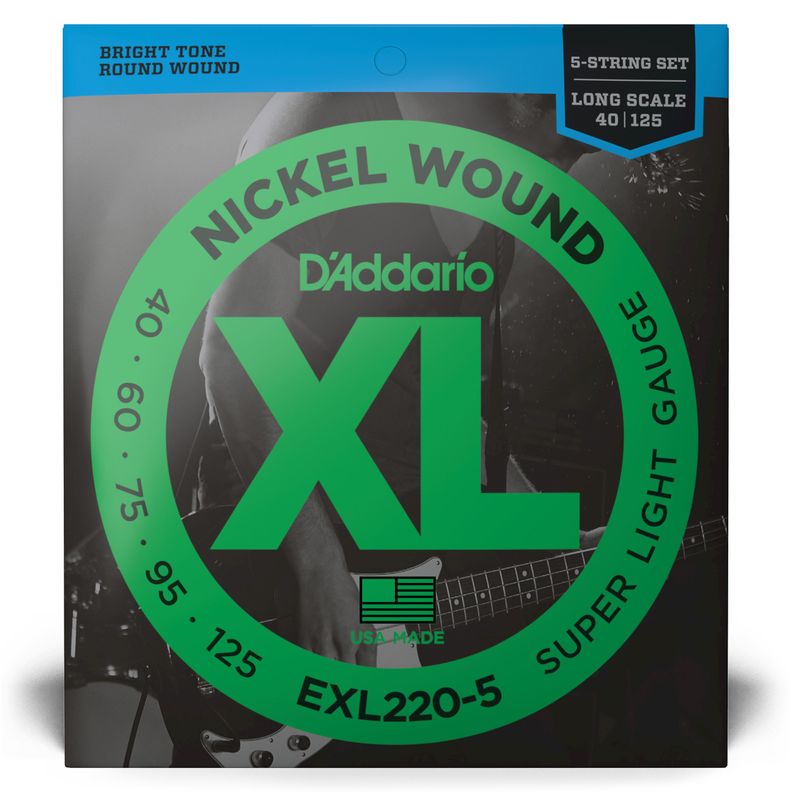 Set de cuerdas Bajo XL 40-125 Long 5Str EXL220-5 Daddario-1
