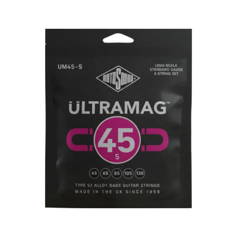 Cuerdas de Bajo Electrico Rotosound UM45-5 Ultramag 45-130 Plateado Metalico