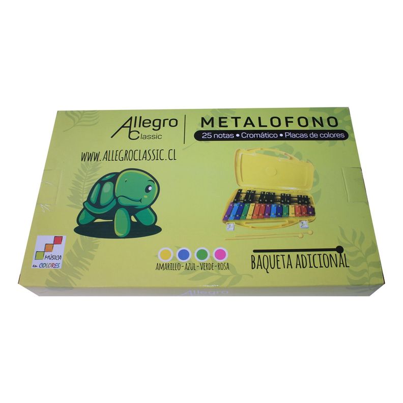 Metalófono Cromático De 25 Tonos Amarillo All25Sd +  Baqueta Adicional -2