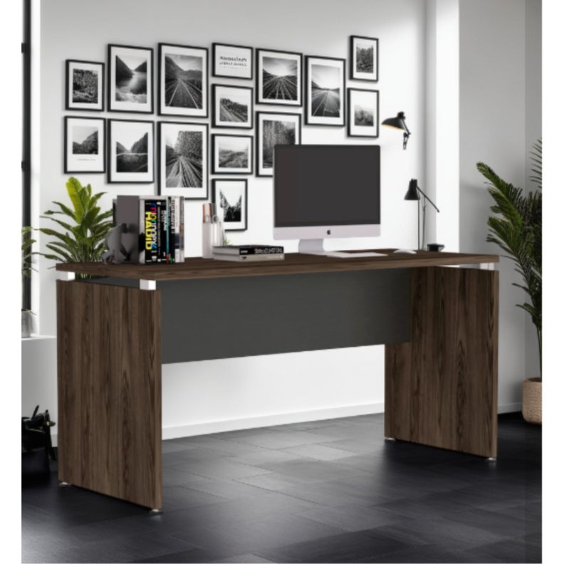 ESCRITORIO 75X150X60 CM FM-009N NEGRO Y CAFÉ OSCURO-4