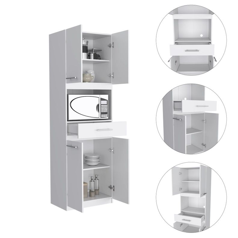 Mueble Microondas 4 Puertas 1 Cajon Fm-003B Blanco-7