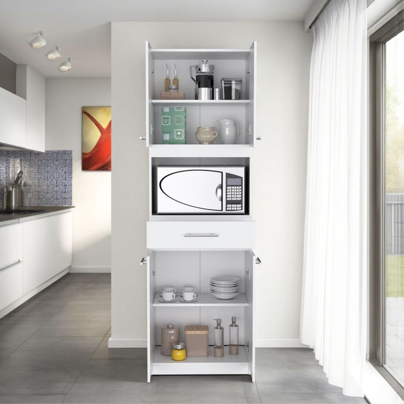 Mueble Microondas 4 Puertas 1 Cajon Fm-003B Blanco-8