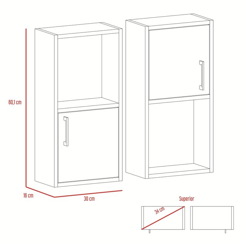MUEBLE ORGANIZADOR BAÑO CON 1 PUERTA X2 UNIDADES FM-001B - BLANCO-6
