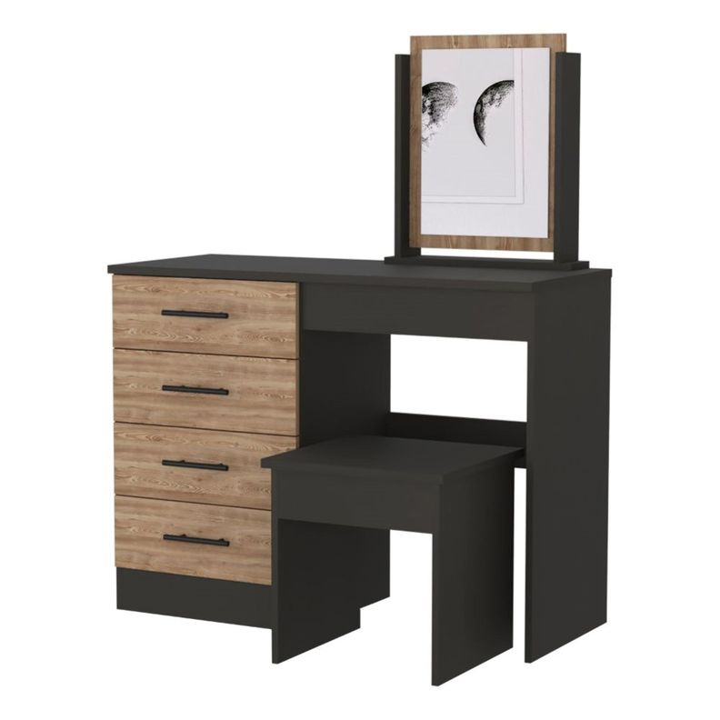 MUEBLE TOCADOR CON ESPEJO Y 4 CAJONES FM-001N - NEGRO-0