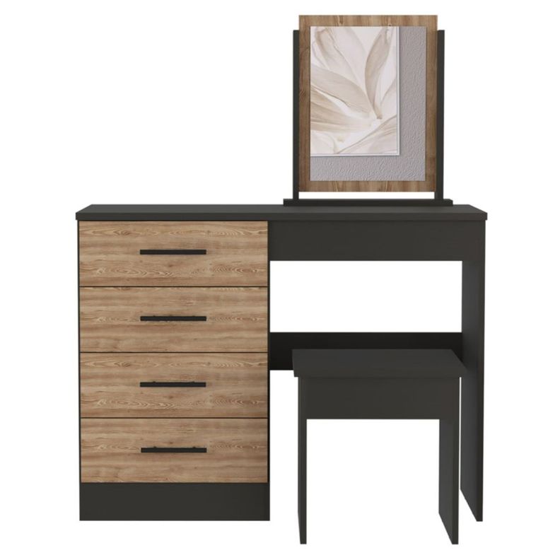 MUEBLE TOCADOR CON ESPEJO Y 4 CAJONES FM-001N - NEGRO-1