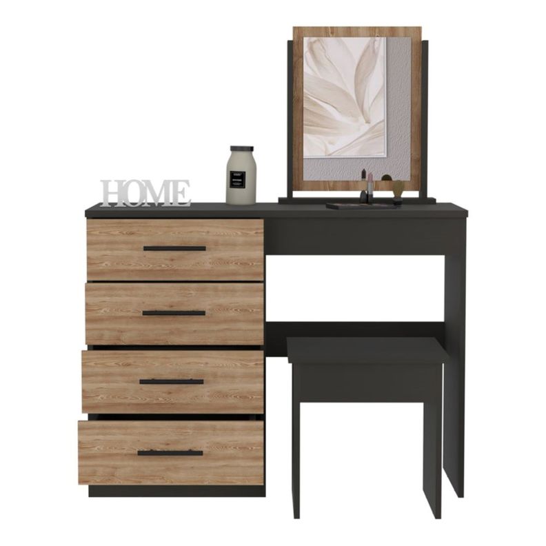 MUEBLE TOCADOR CON ESPEJO Y 4 CAJONES FM-001N - NEGRO-2