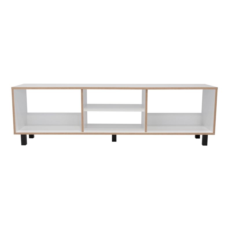 RACK TV 70" CON 5 REPISAS FM-033B - BLANCO Y CAFÉ CLARO-0