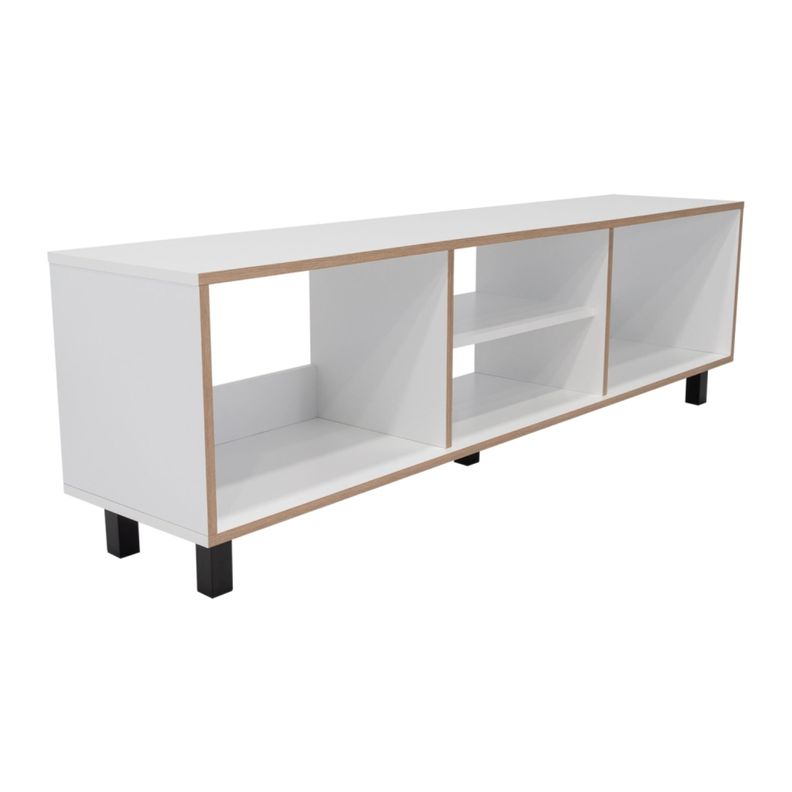 RACK TV 70" CON 5 REPISAS FM-033B - BLANCO Y CAFÉ CLARO-1
