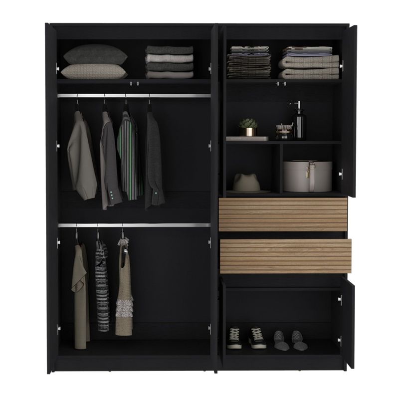 CLOSET 4 PUERTAS 2 CAJONES FM-016N - NEGRO-2