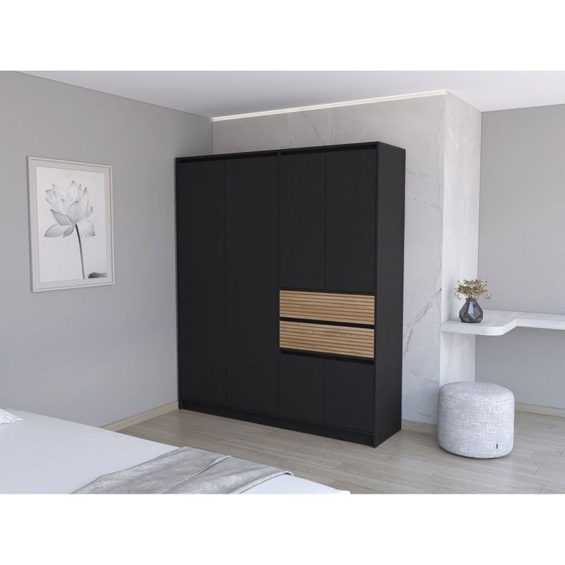 CLOSET 4 PUERTAS 2 CAJONES FM-016N - NEGRO-4