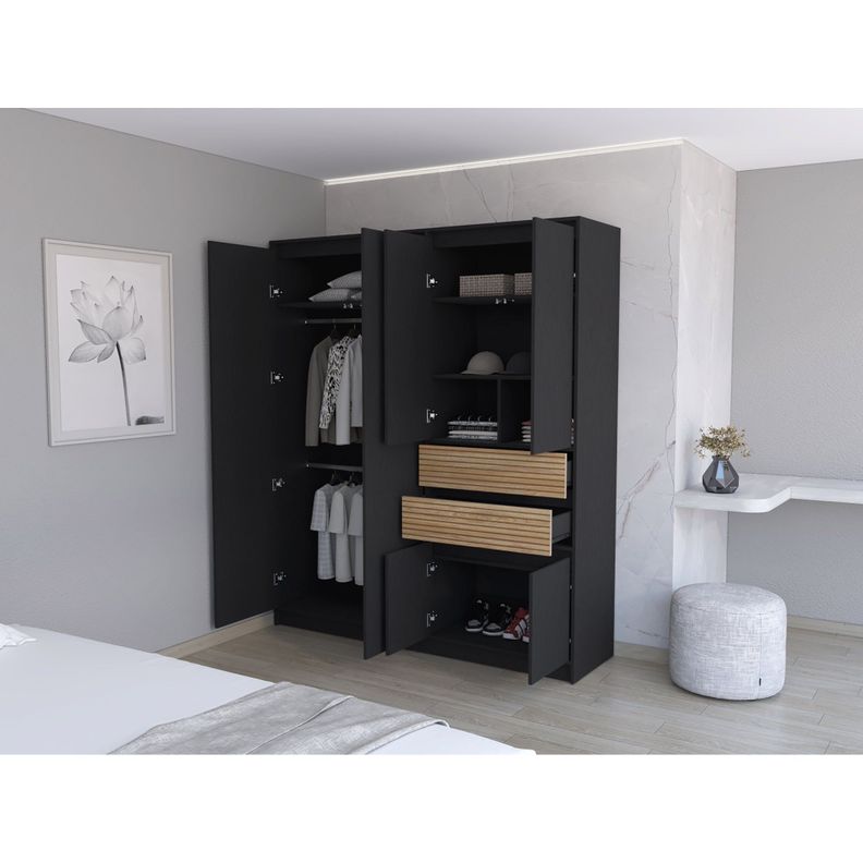 CLOSET 4 PUERTAS 2 CAJONES FM-016N - NEGRO-5