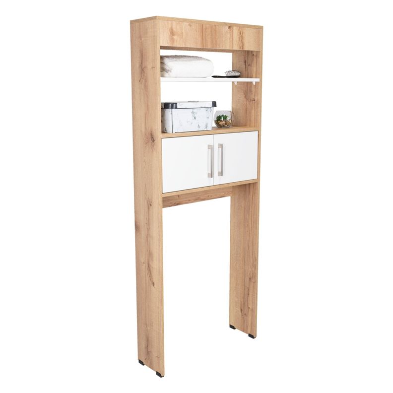 Estante Wc 2 Puertas 3 Repisa Fm-008C Café Claro Y Blanco-6
