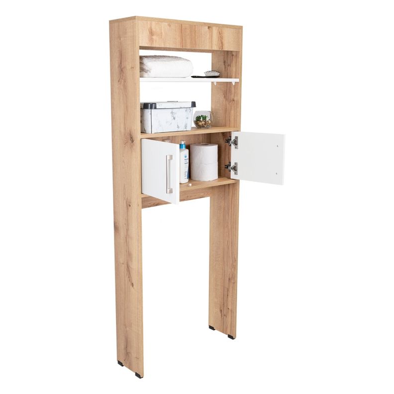 Estante Wc 2 Puertas 3 Repisa Fm-008C Café Claro Y Blanco-7