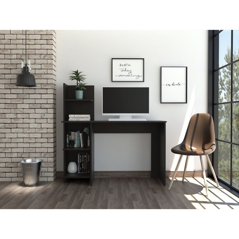 ESCRITORIO CON BIBLIOTECA 4 REPISAS FM-067N - NEGRO-4