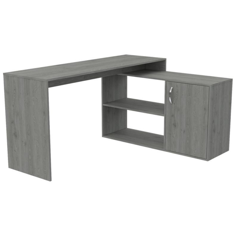 ESCRITORIO EN L 1 PUERTA Y ESTANTE FM-024G GRIS -0