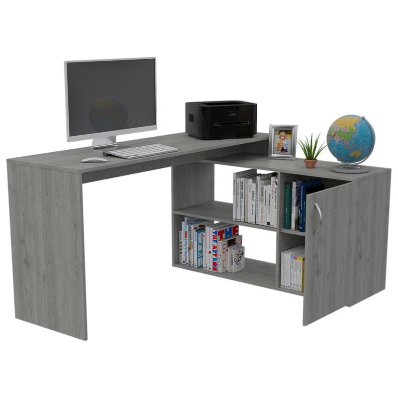 ESCRITORIO EN L 1 PUERTA Y ESTANTE FM-024G GRIS -2