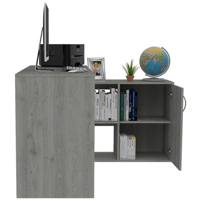 ESCRITORIO EN L 1 PUERTA Y ESTANTE FM-024G GRIS -3
