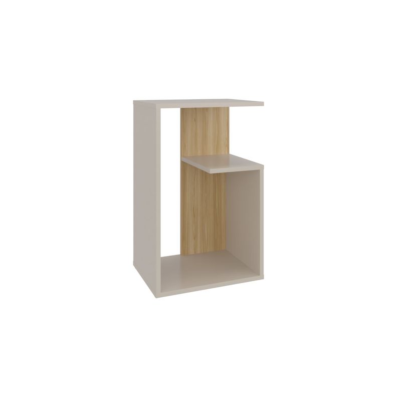Mesa Lateral 63,4X39,8X30 Cm Beige Y Café Claro