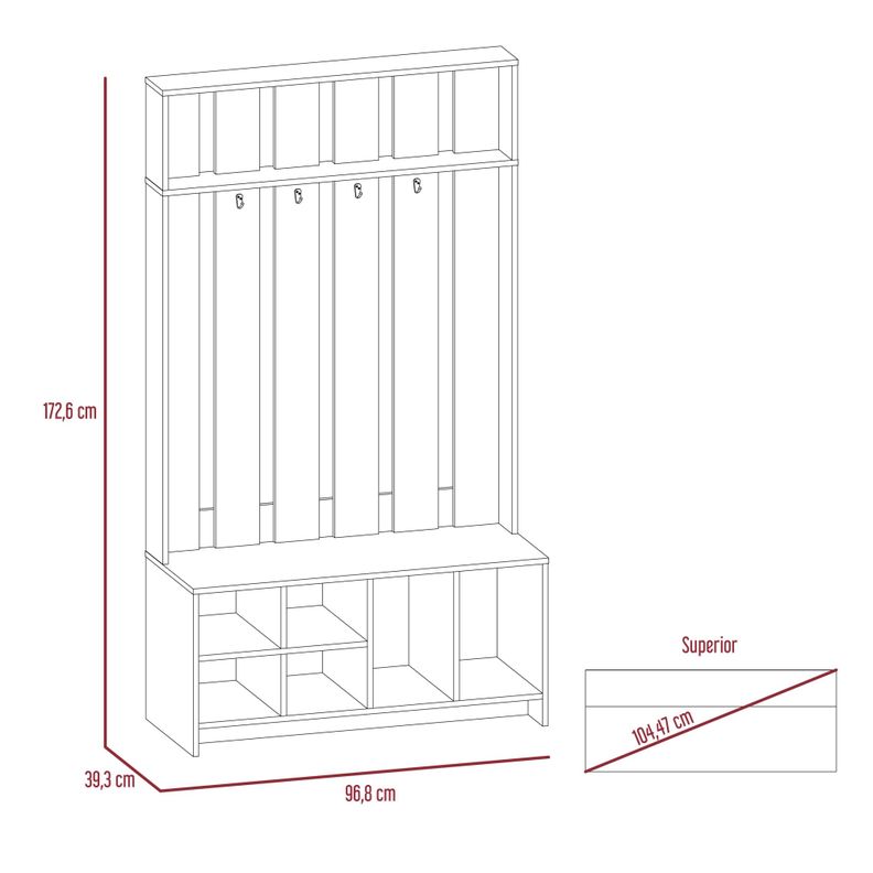 Mueble Recibidor 7 Repisas Fm-001C Café Claro-5