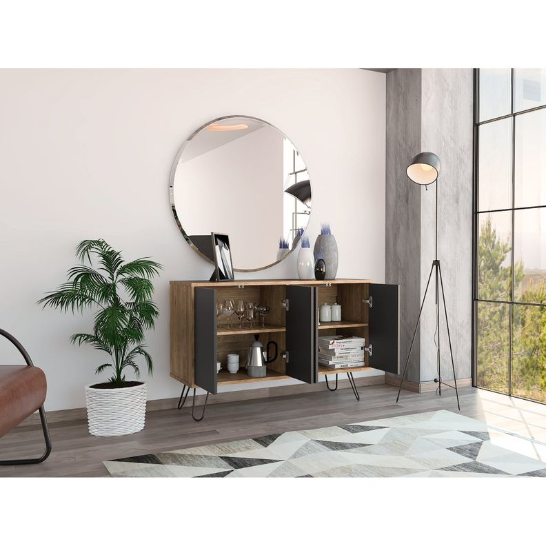 ARRIMO CON 4 PUERTAS Y 4 REPISAS FM-001A - CAFÉ CLARO Y PLOMO-5
