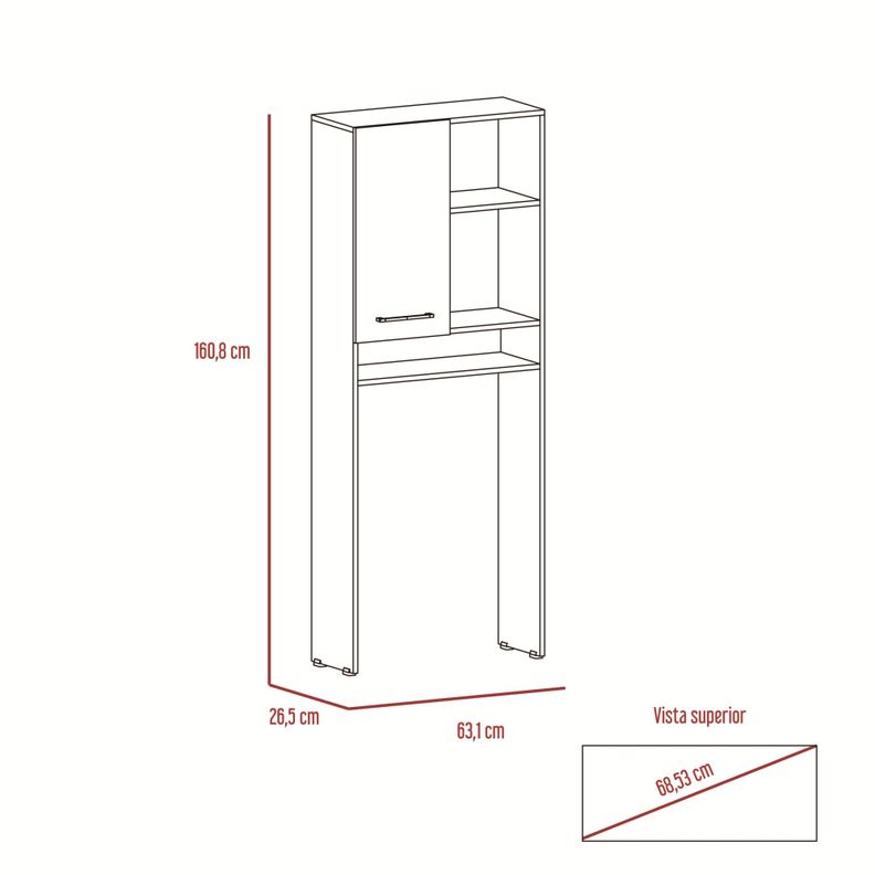 Estante Wc 1 Puerta 3 Repisas Fm-012B Blanco-6
