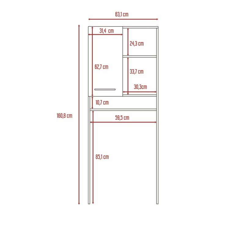 Estante Wc 1 Puerta 3 Repisas Fm-012B Blanco-7