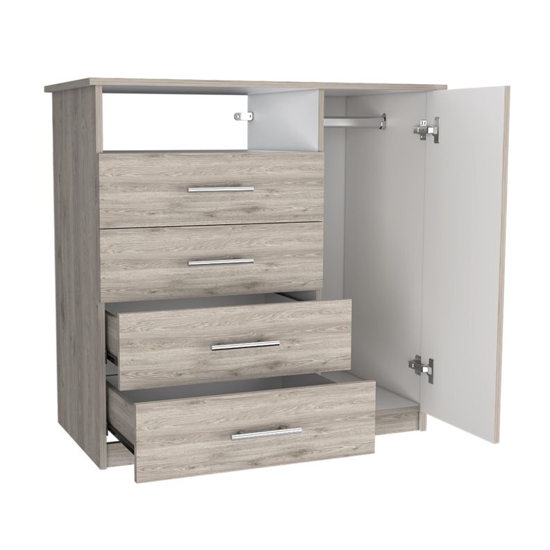 COMODA 4 CAJONES 1 PUERTA FM-018G - GRIS CLARO-0
