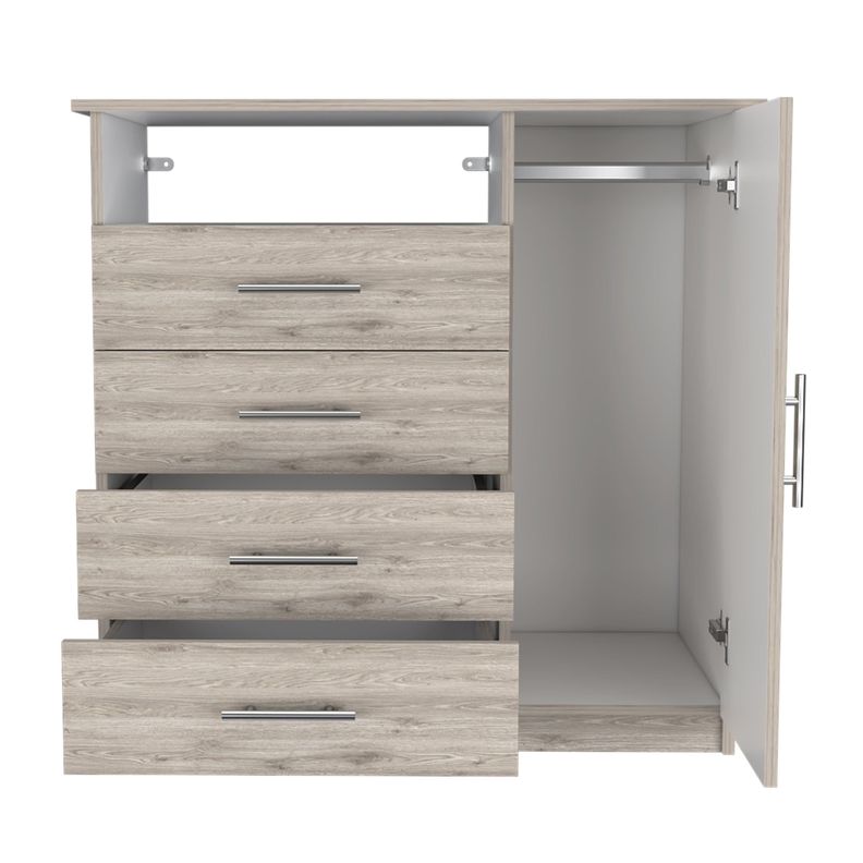COMODA 4 CAJONES 1 PUERTA FM-018G - GRIS CLARO-1
