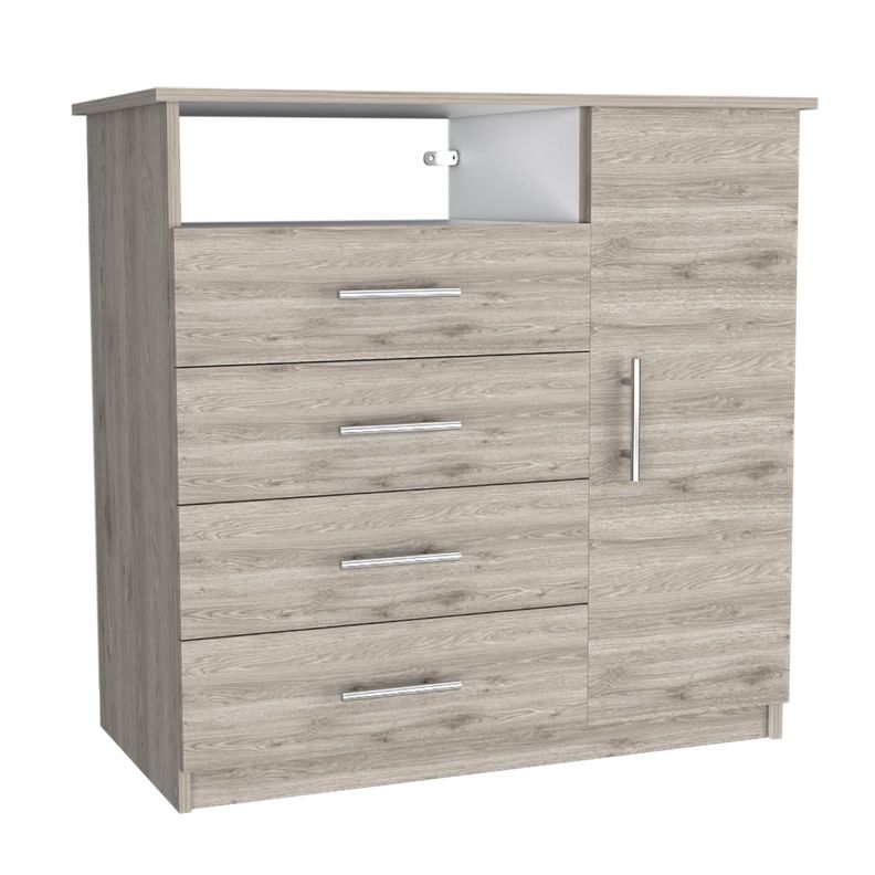 COMODA 4 CAJONES 1 PUERTA FM-018G - GRIS CLARO-3