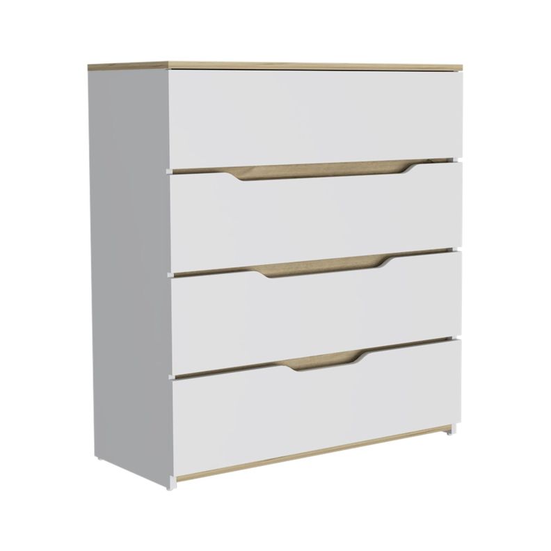 COMODA 4 CAJONES FM-016B - BLANCO Y CAFE CLARO-1