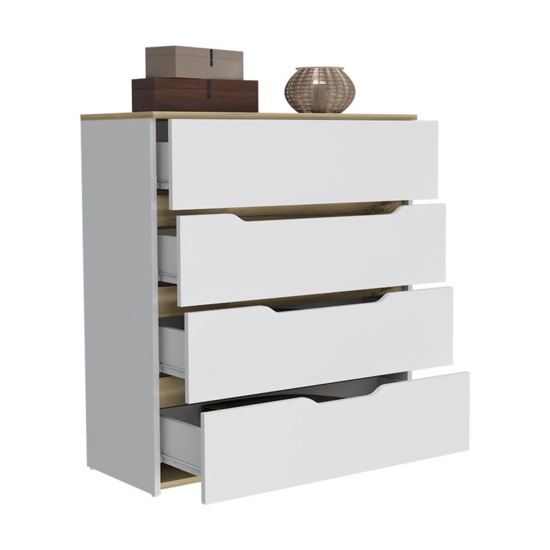 COMODA 4 CAJONES FM-016B - BLANCO Y CAFE CLARO-2