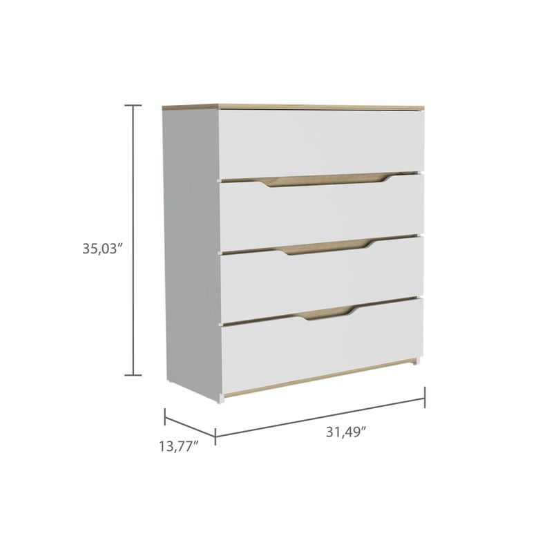 COMODA 4 CAJONES FM-016B - BLANCO Y CAFE CLARO-5