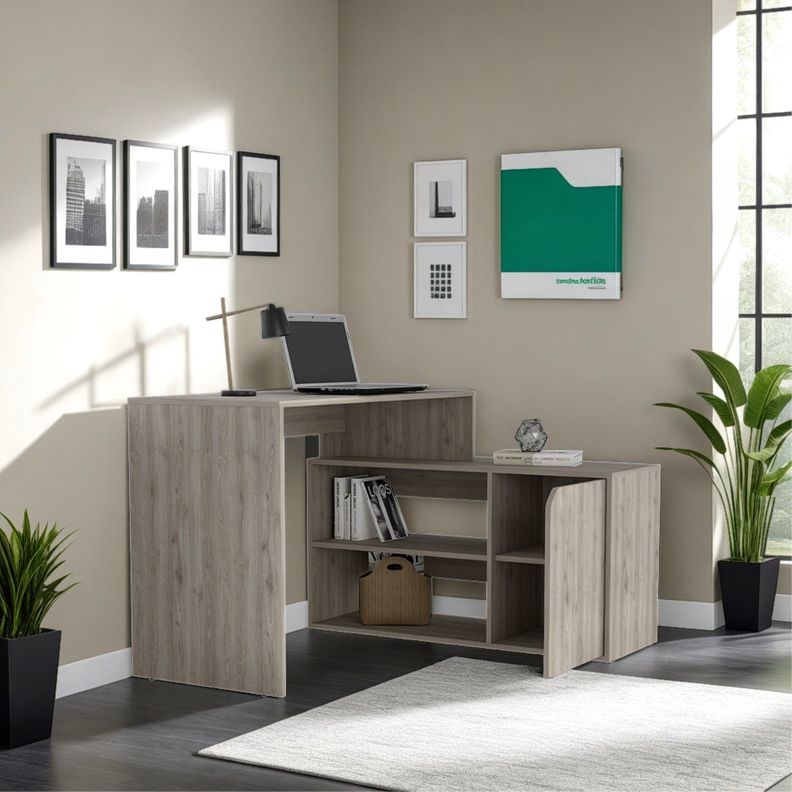 ESCRITORIO EN L 1 PUERTA 116,6X100X73,6 CM FM-033G GRIS-4