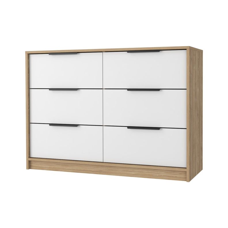 COMODA 4 CAJONES 2 PUERTAS FM-003C - CAFE CLARO Y BLANCO-0