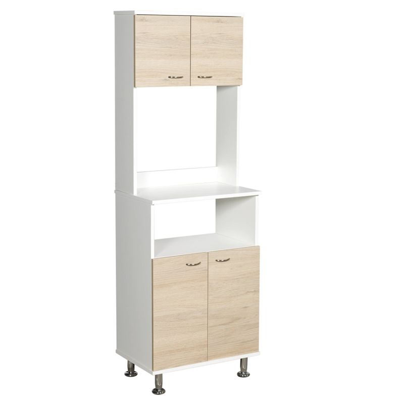 MUEBLE MICROONDAS 4 PUERTAS FM-011C CAFÉ CLARO Y BLANCO-0