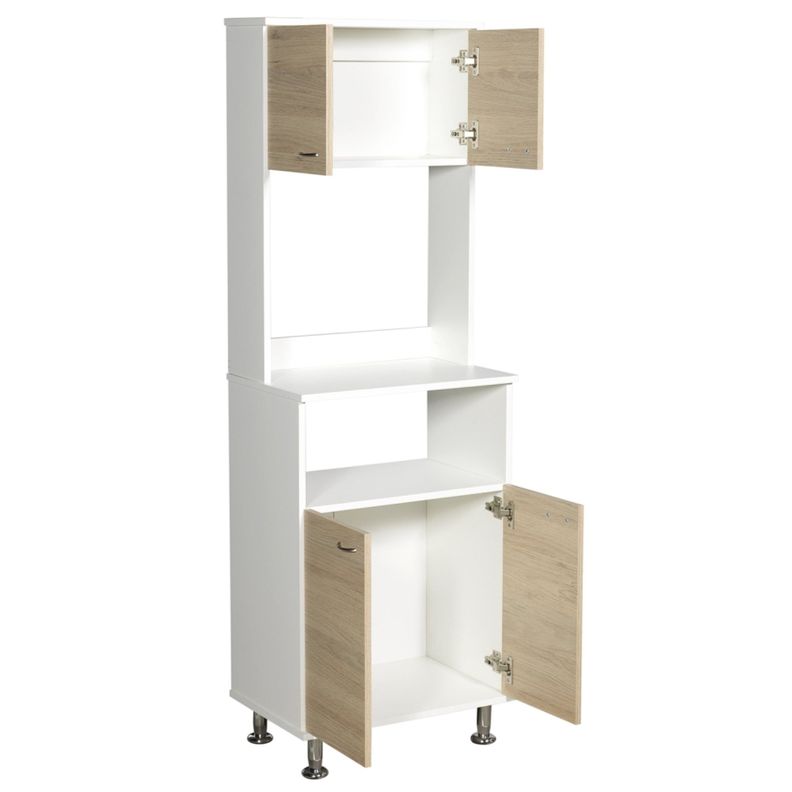 MUEBLE MICROONDAS 4 PUERTAS FM-011C CAFÉ CLARO Y BLANCO-1