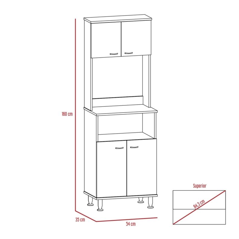 MUEBLE MICROONDAS 4 PUERTAS FM-011C CAFÉ CLARO Y BLANCO-5