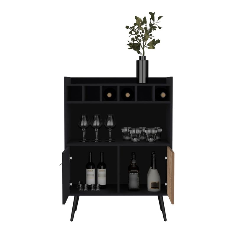 Bar Bajo 2 Puertas 6 Botelleros Fm-007N Negro-2