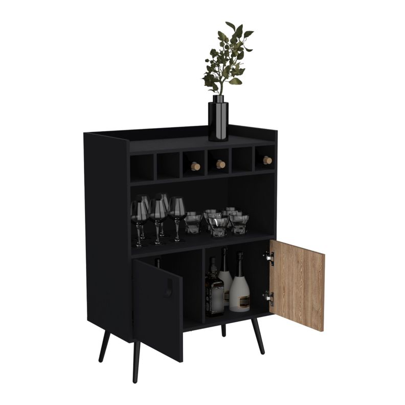 Bar Bajo 2 Puertas 6 Botelleros Fm-007N Negro-3