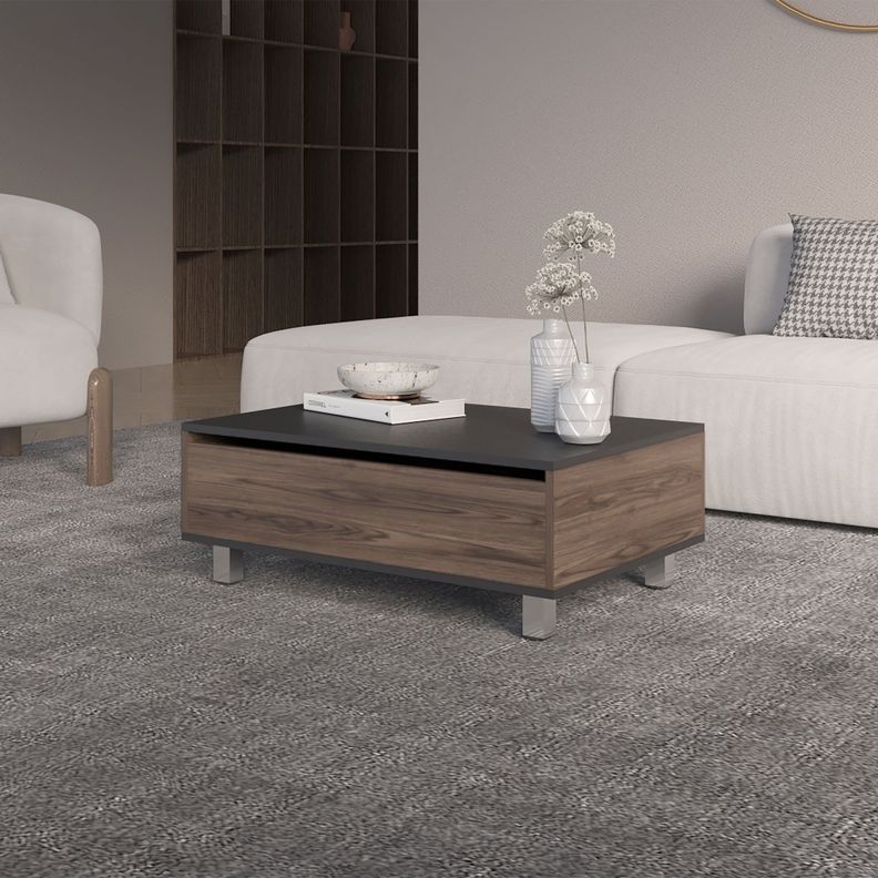 MESA DE CENTRO EXTENSIBLE FM-002O - CAFE OSCURO / NEGRO-4