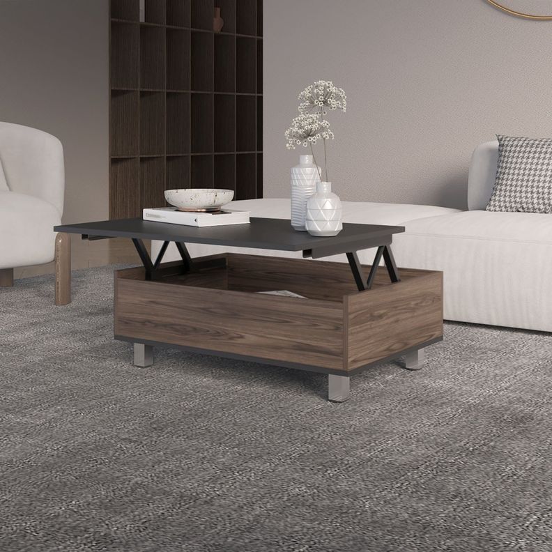 MESA DE CENTRO EXTENSIBLE FM-002O - CAFE OSCURO / NEGRO-5